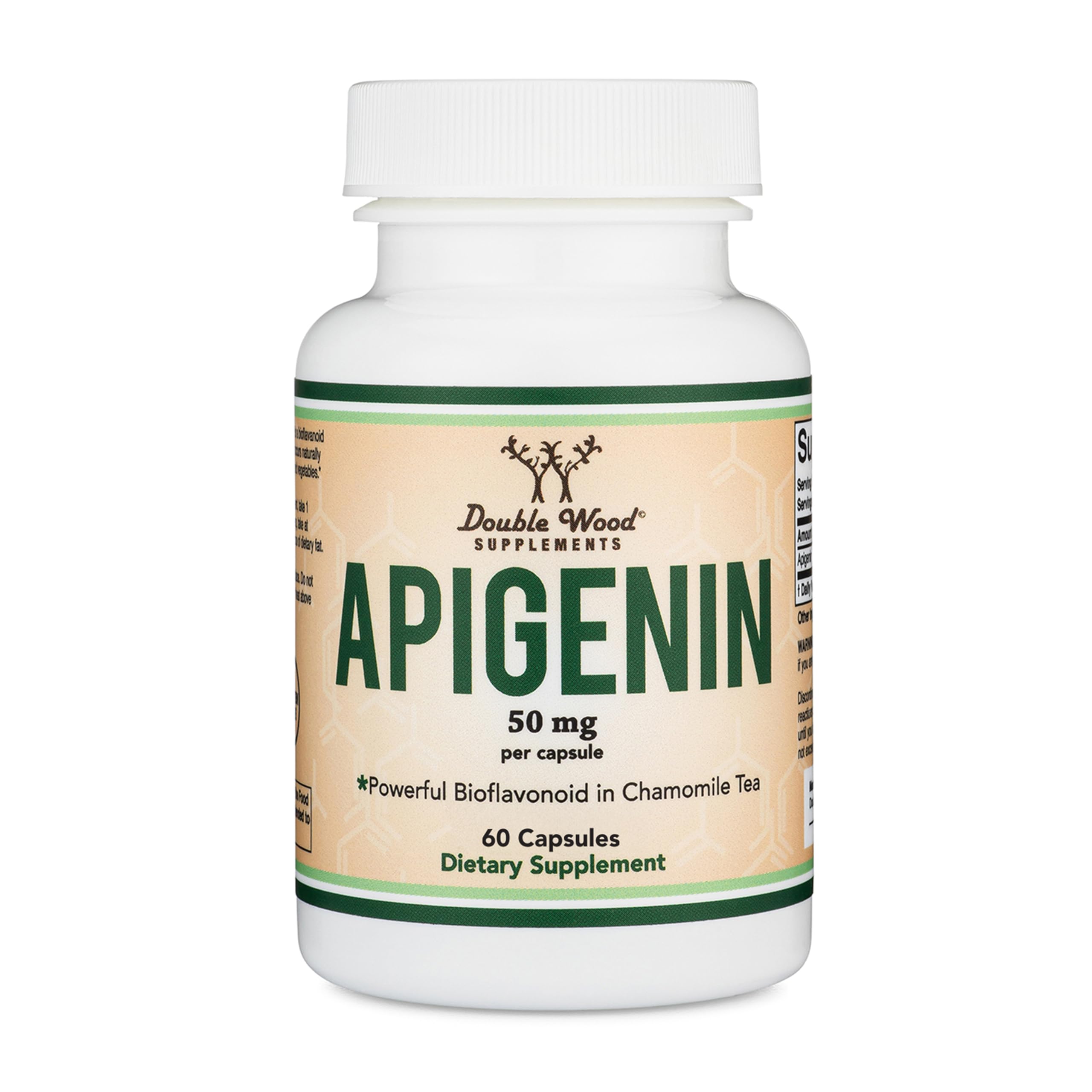 Apigenin 50mg, Chamomile Flavonoid, Daily Sleep + Relaxation, 60 Capsules | Daily Non-Habit-Forming Supplement for Calm + Restful Sleep, Hormonal Balance Support, 2-Month Supply, Third-Party Tested