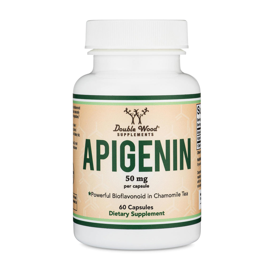 Apigenin 50mg, Chamomile Flavonoid, Daily Sleep + Relaxation, 60 Capsules | Daily Non-Habit-Forming Supplement for Calm + Restful Sleep, Hormonal Balance Support, 2-Month Supply, Third-Party Tested