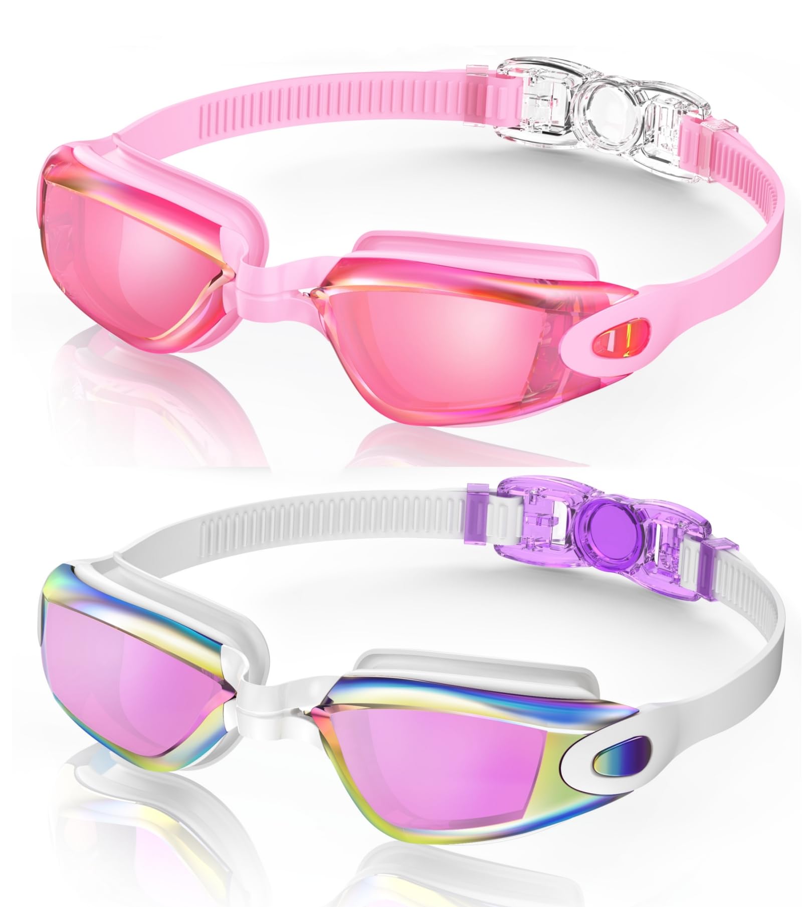 Buy now Aegend Swim Goggles, 2 Pack Swimming Goggles No Leaking Adult Men Women Youth Purple White & Light Pink at indiglob india