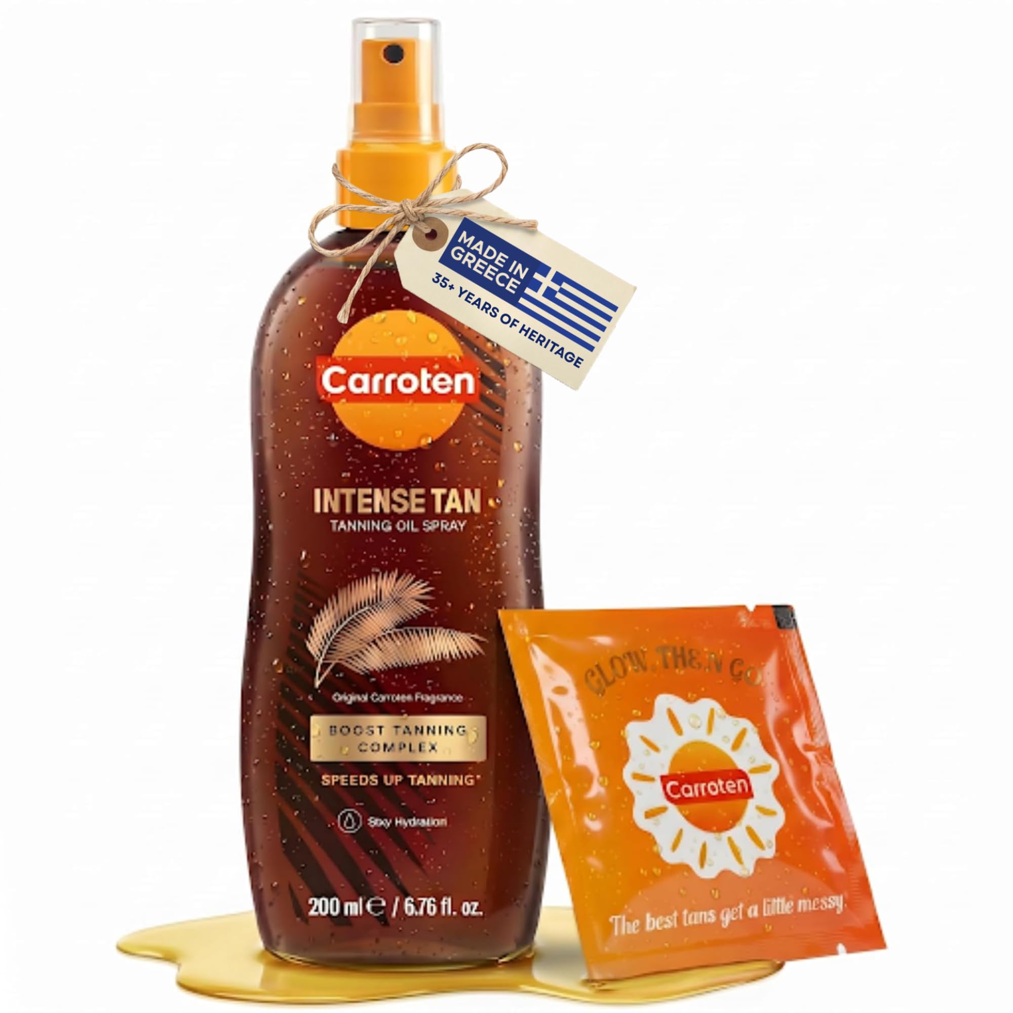 Carroten Intensive Tanning Gel, Browning Tan Accelerator, 5 oz | Non-Greasy, Water-Resistant with Carrot and Coconut Oil, Vitamin A & E For Moisture & Hydration, Made in Greece