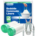 Bedside Commode Liners, Disposable Commode Bags with Drawstring 50 Pack