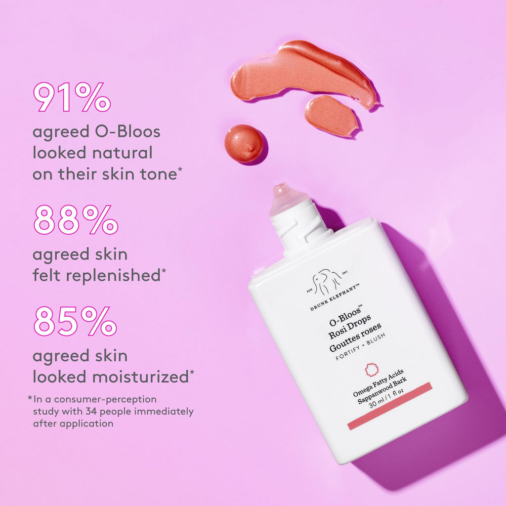 Buy now Drunk Elephant O-Bloos Rosi Drops - 30 ml/1 fl oz - Peachy-Pink Color Serum Drops - Clean Clinical Skincare - Cruelty-Free - Dermatologist-Tested - Free of Essential Oils, Silicones, and Fragrance at indiglob india