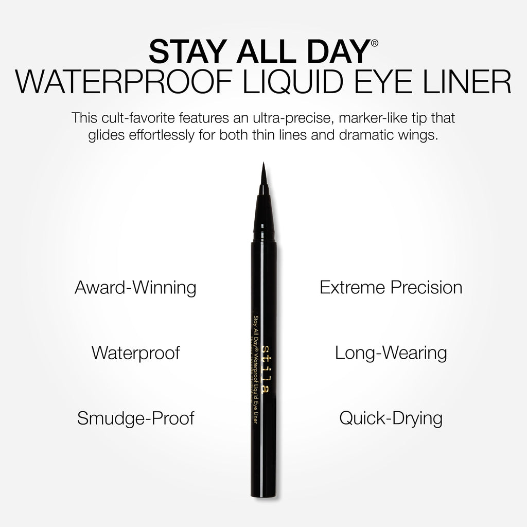 stila Waterproof Liquid Eye Liner, Stay All Day Makeup with Fine Brush Tip | Lasting Satin Finish, Smudge-Proof & Transfer-Resistant