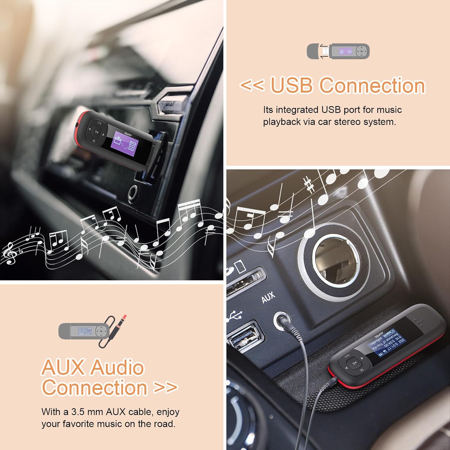Buy now AGPTEK U3 USB Stick Mp3 Player, 8GB Music Player Supports Replaceable AAA Battery, Recording, FM Radio, Expandable Up to 128GB, Black at indiglob india
