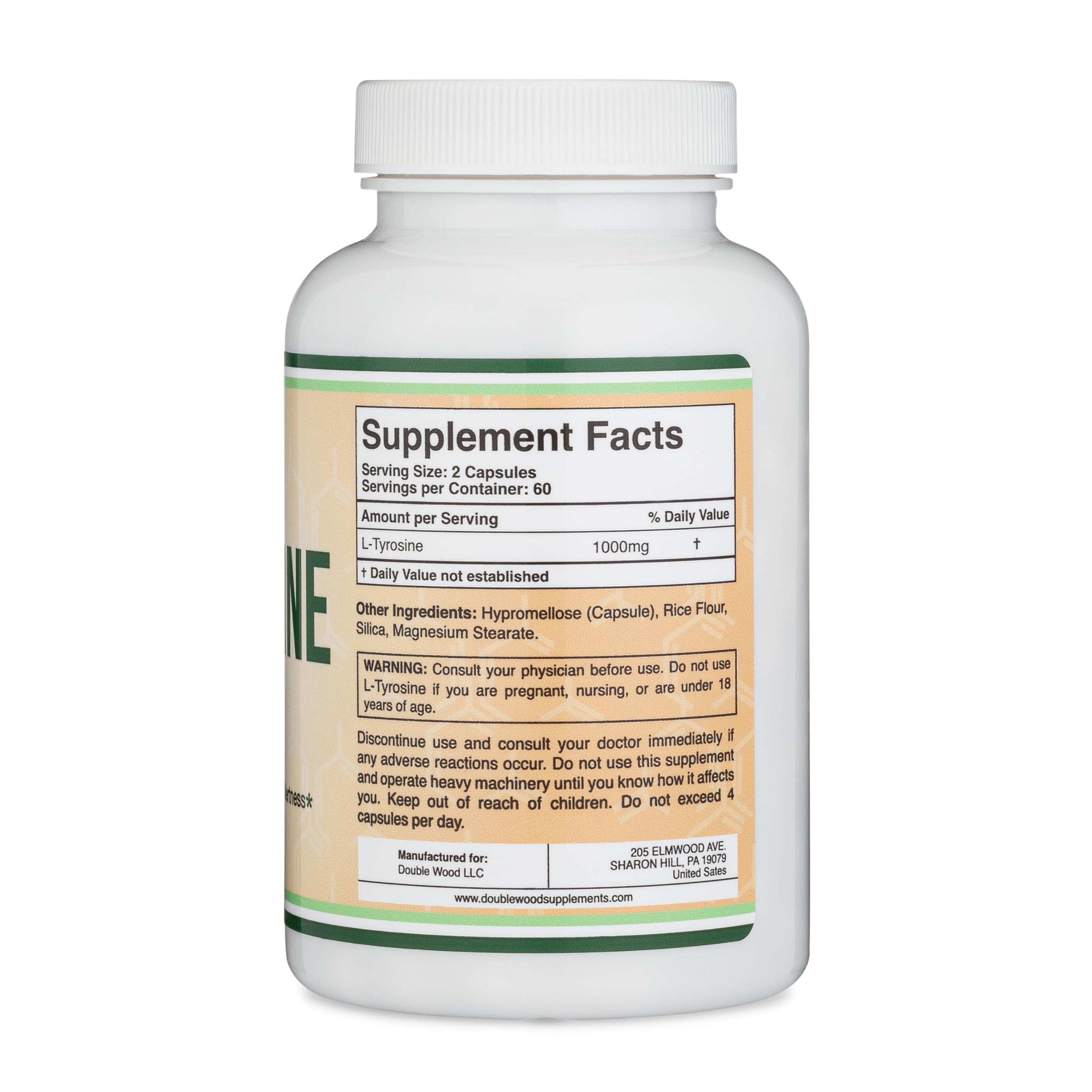 L-Tyrosine 1,000mg, Focus, Attention + Mood Support, 120 Capsules | Focus, Attention + Mood Supplement, Clean Focus Without Caffeine Jitters, Best AM on Empty Stomach, Vegan Caps, Non-GMO