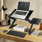 Buy now Adjustable Laptop Stand, Laptop Table Bed, Portable Lap Desk Foldable Table Workstation Notebook Riser Mouse Pad, Ergonomic Laptop Stand 2 CPU Cooling Fan, Best Gifts, Black laptop table at indiglob india