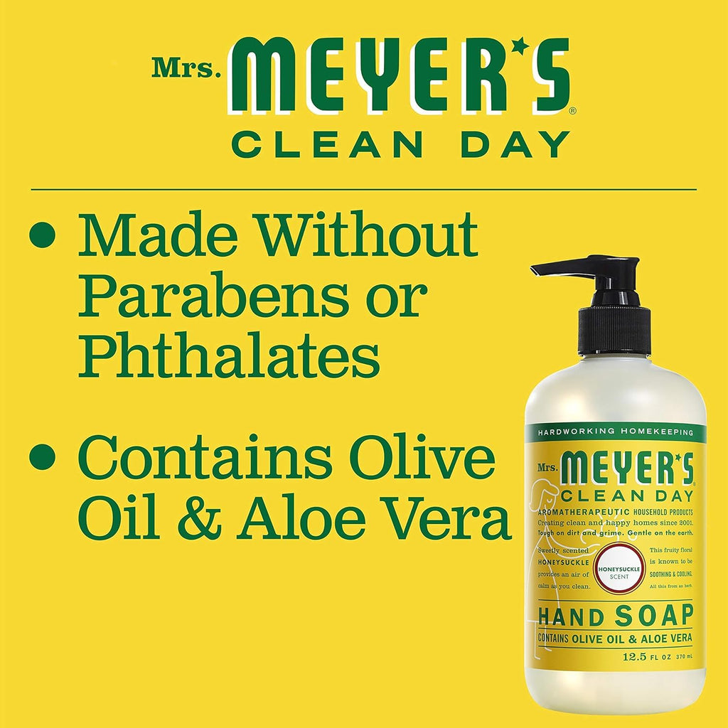 Buy now MRS. MEYER'S CLEAN DAY Hand Soap, Made with Essential Oils, Honeysuckle, 12.5 fl. oz - Pack of 6 at indiglob india