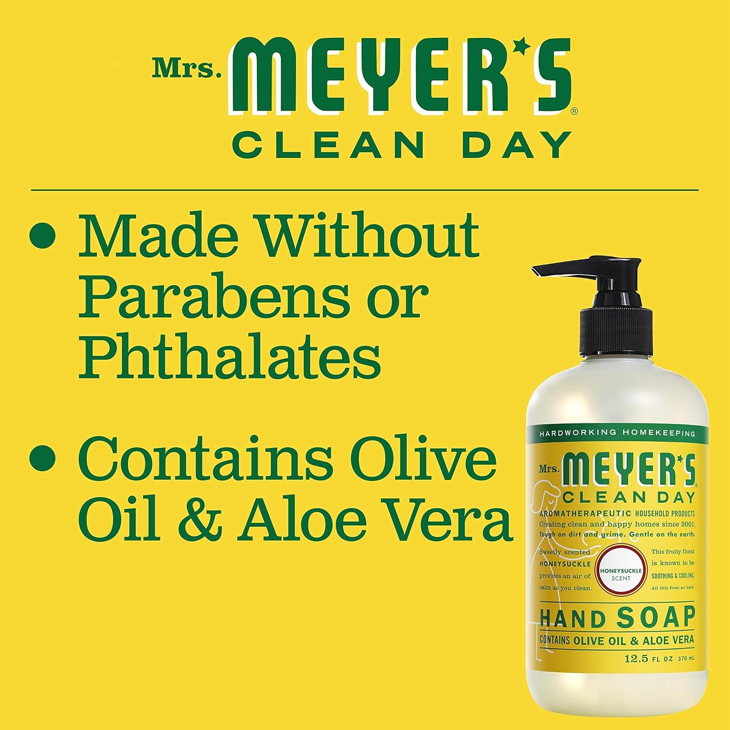 Buy now MRS. MEYER'S CLEAN DAY Hand Soap, Made with Essential Oils, Honeysuckle, 12.5 fl. oz - Pack of 6 at indiglob india
