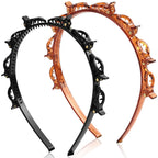2 Pcs Braided Bangs Headband with Teeth, Professional Weaving Clip | Invisible Fringe Styling Tool for Women Girls, for Fine or Thick Hair