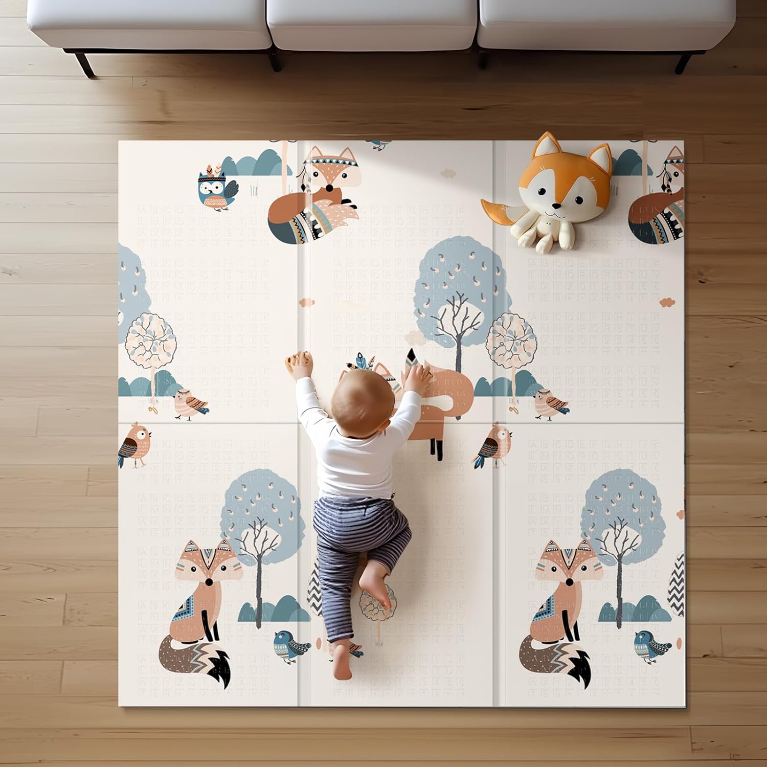 Buy now UANLAUO Foldable Baby Play Mat, Extra Large Waterproof Activity Playmats for Babies,Toddlers, Infants, Play & Tummy Time, Foam Baby Mat for Floor with Travel Bag (Cloud(71x59x0.4inch)) 59X59X0.4 Inch Fox at indiglob india