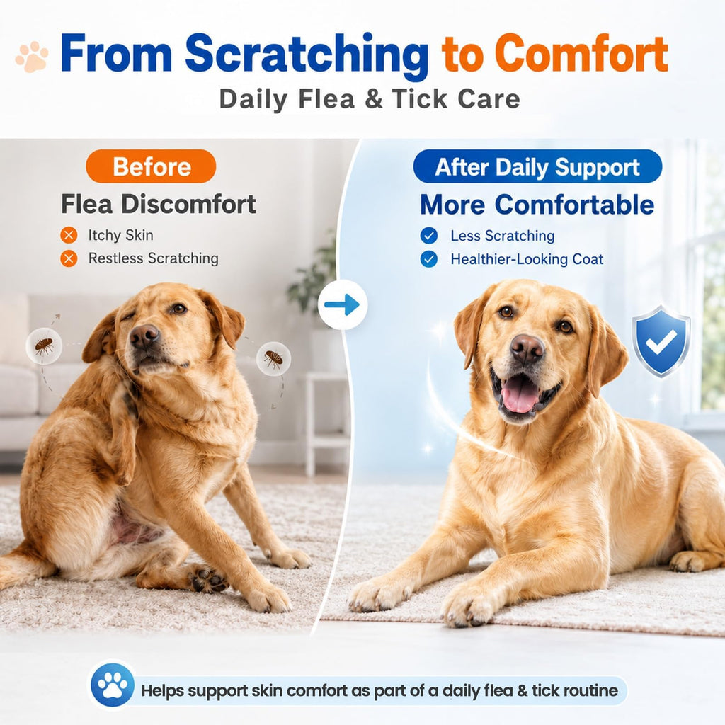Carmelie Flea and Tick Prevention for Dogs, Flea & Tick + Itch Relief Chews