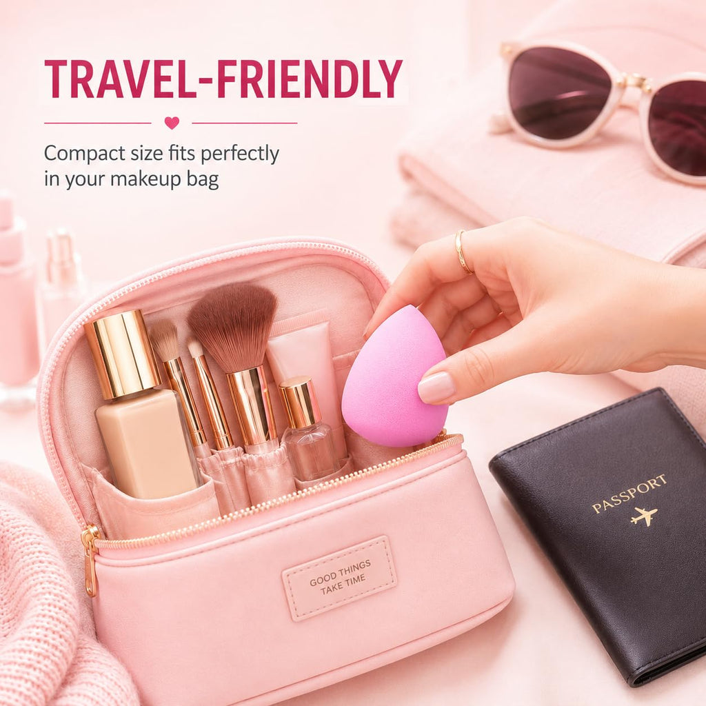 BEAKEY Makeup Sponge Set of 6, Super Soft Beauty Sponges for Foundation | for Liquid, Cream & Powder Application, Pink Blender for Flawless Blending, 0 Latex Vegan & Cruelty-Free, Reusable