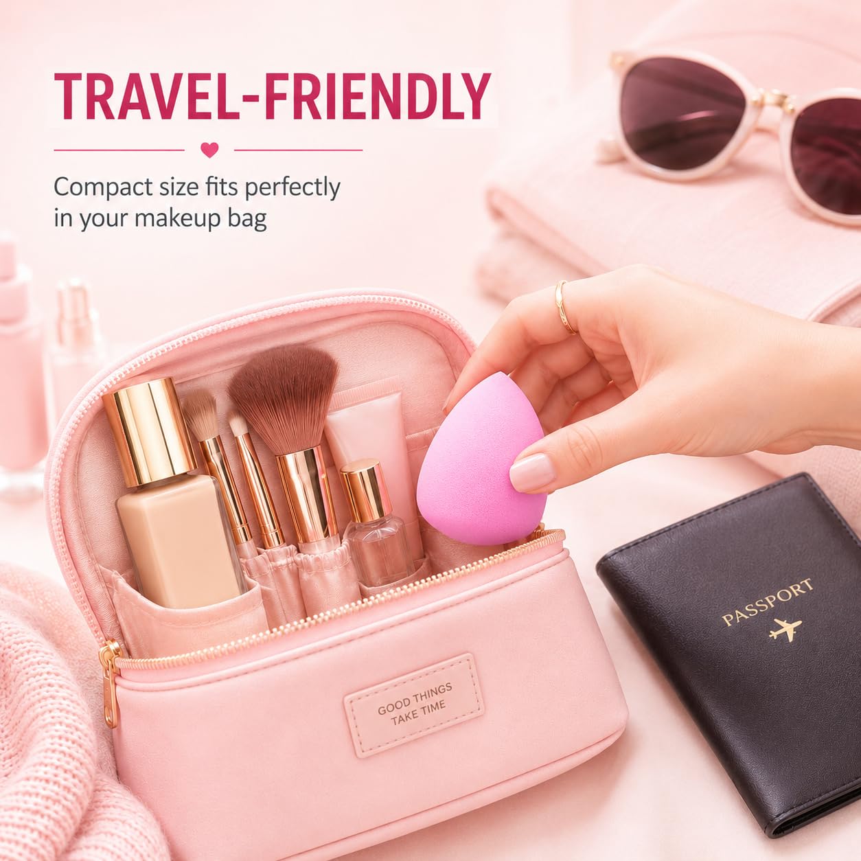 BEAKEY Makeup Sponge Set of 6, Super Soft Beauty Sponges for Foundation | for Liquid, Cream & Powder Application, Pink Blender for Flawless Blending, 0 Latex Vegan & Cruelty-Free, Reusable