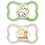 Buy now MAM Air Pacifier for Babies 6-16 Months, Extra Air Flow for Sensitive Skin, Glows in The Dark, Developed with Medical Experts, BPA-Free Skin Soft Silicone, 2 Count, with Sterilizer Case at indiglob india