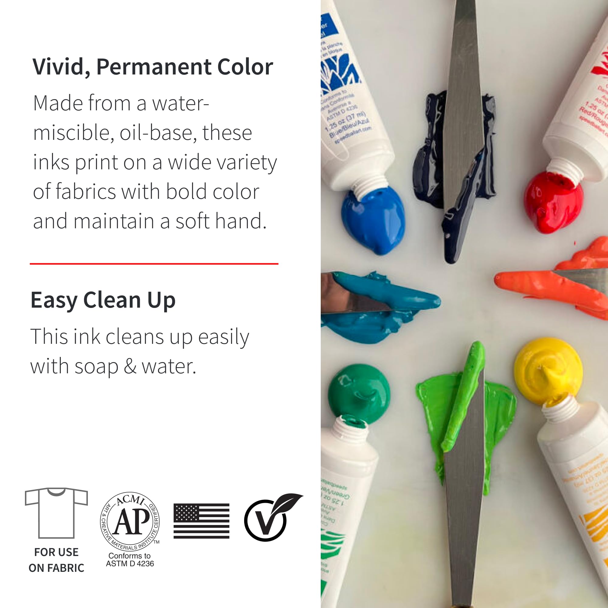 Buy now Speedball Premium Block Printing Ink Set - 6 Colors for Fabric and Paper - Water Soluble Oil Based Ink - 1.25 oz Each - Non Toxic Art Supplies at indiglob india