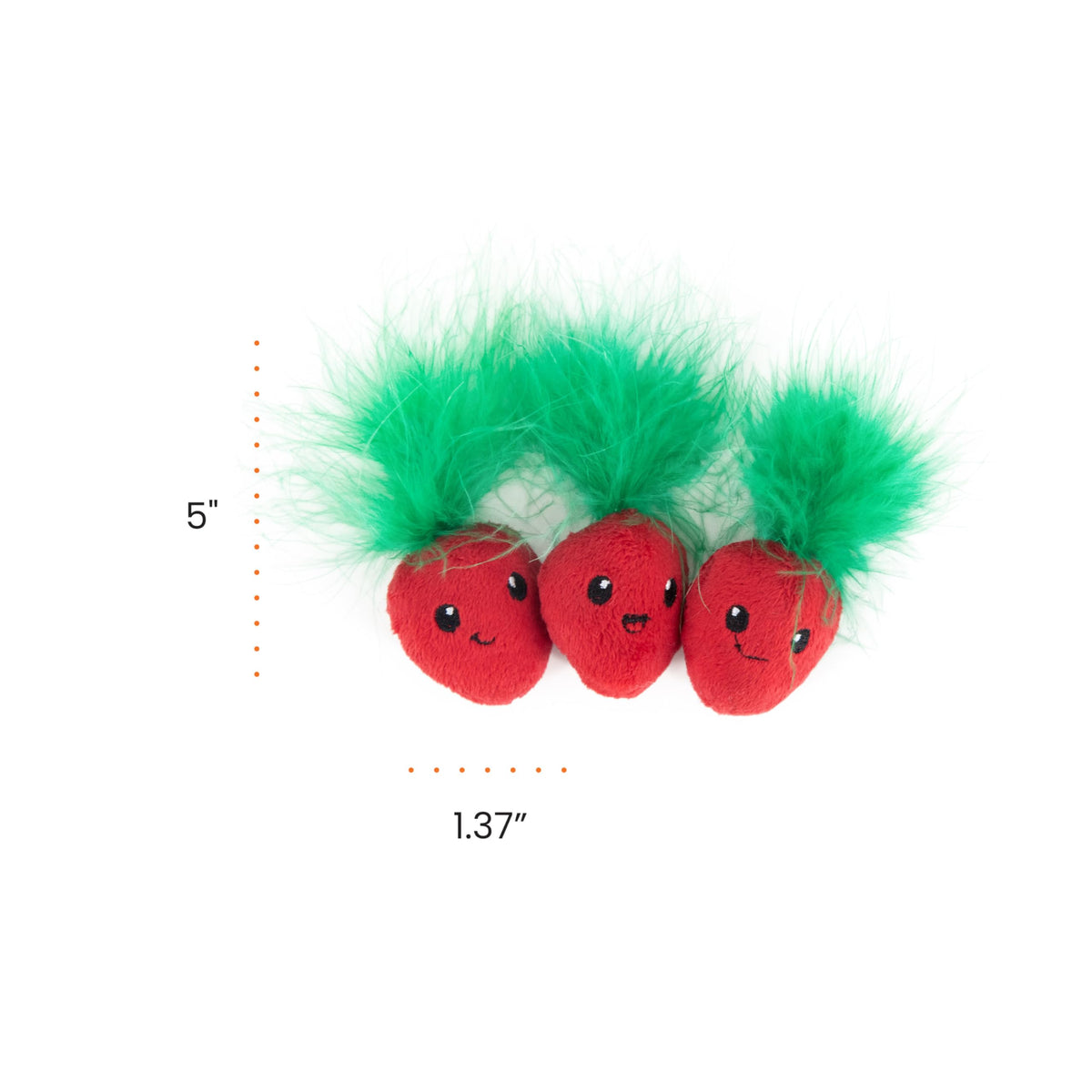 Catstages Strawbabies Dental Cat Chew Toy with Catnip & Feathers, 3-Pack