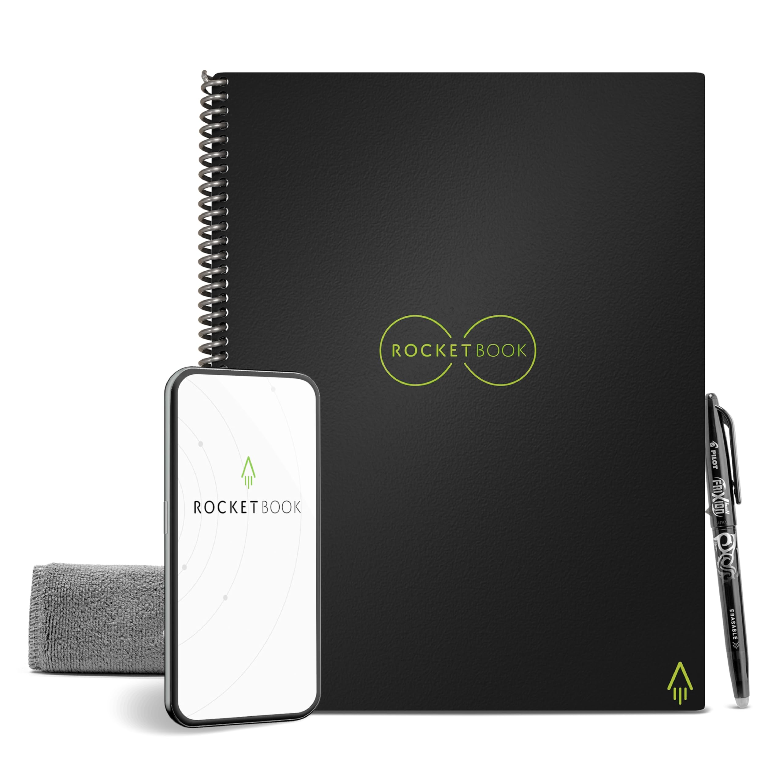 Buy now Rocketbook Core Reusable Spiral Notebook, Letter Size 8.5x11, Black - Dotted Pages, App-Connected, Erasable, Durable Cover, Ideal for School, Work, and Creative Projects Classic Letter Black at indiglob india
