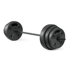 CAP Threaded Barbell Set with 100 LB Cement Grip Plates | 47" Threaded Bar, 25LB / 15LB / 10LB Grip Plates, Star Collars, Home Gym Weight Set for Strength Training