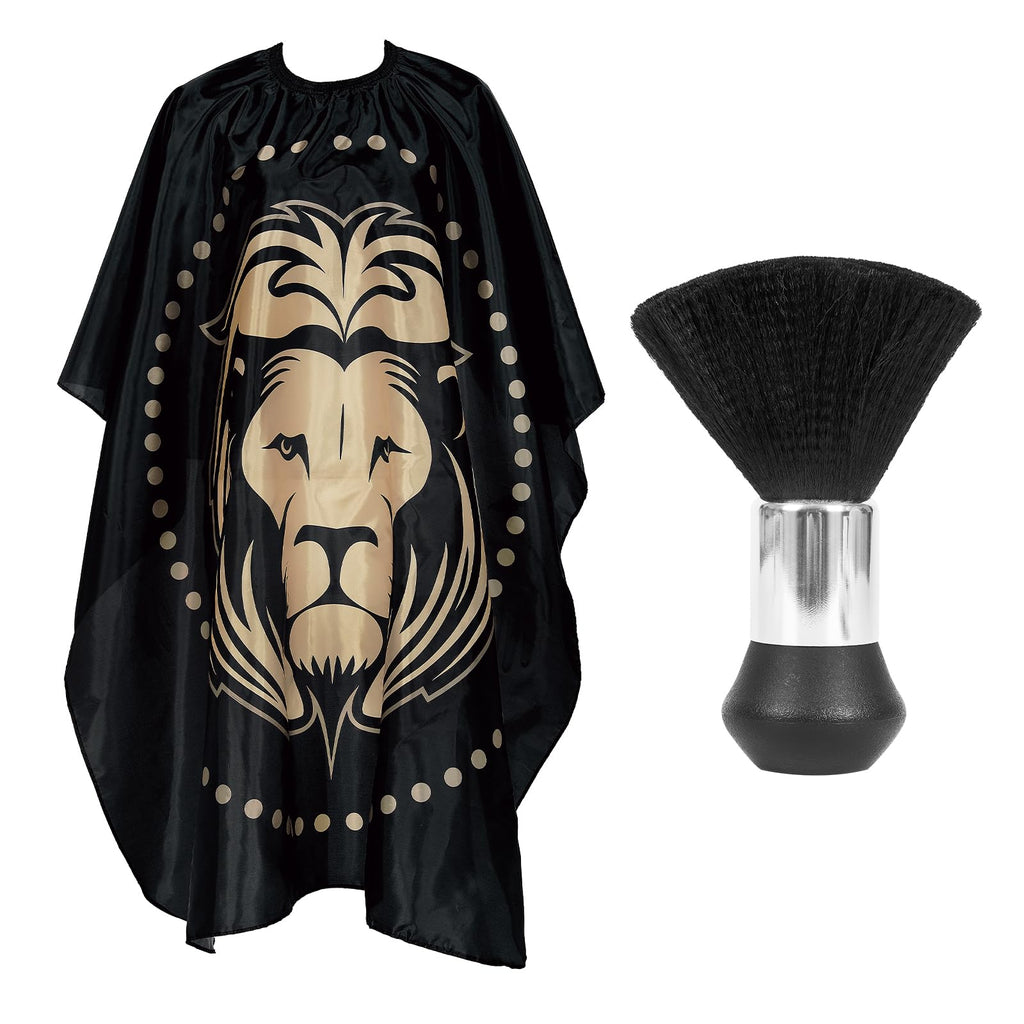 Professional Hair Cutting Cape with Neck Duster Brush, Large Size Salon Barber Cape for Men, Women and Kids(Black)