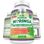 FRESH HEALTHCARE Moringa Capsules - 100% Pure Leaf Powder Supplement, 180 Pills, Non-GMO, 3 Month Supply, Complete Green Superfood for Energy, Skin, Immune and Gut Health Support
