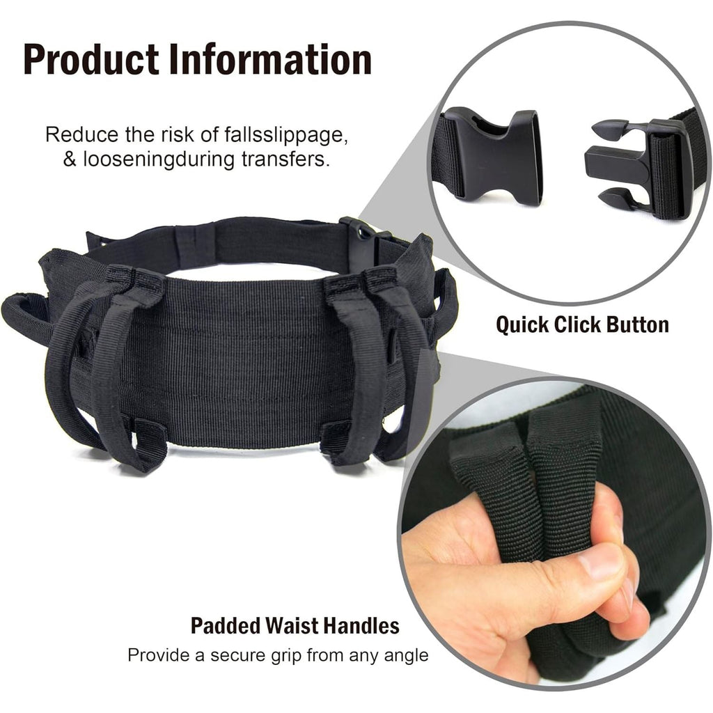 Buy now Gait Belt Walking Transfer Belt with 6 Plastic Padded Caregiver Handles and Quick Release Buckle for Patient,Elderly Physical Therapy (Black) at indiglob india