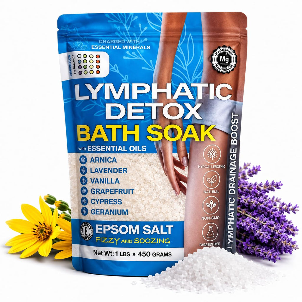 Bruizex Arnica Montana Bath Salts, Epsom Salt Bath Soak with Magnesium, 1lb | Infused with six essential oils; for lymphatic drainage, body detox, foot soaks and post-surgery swelling