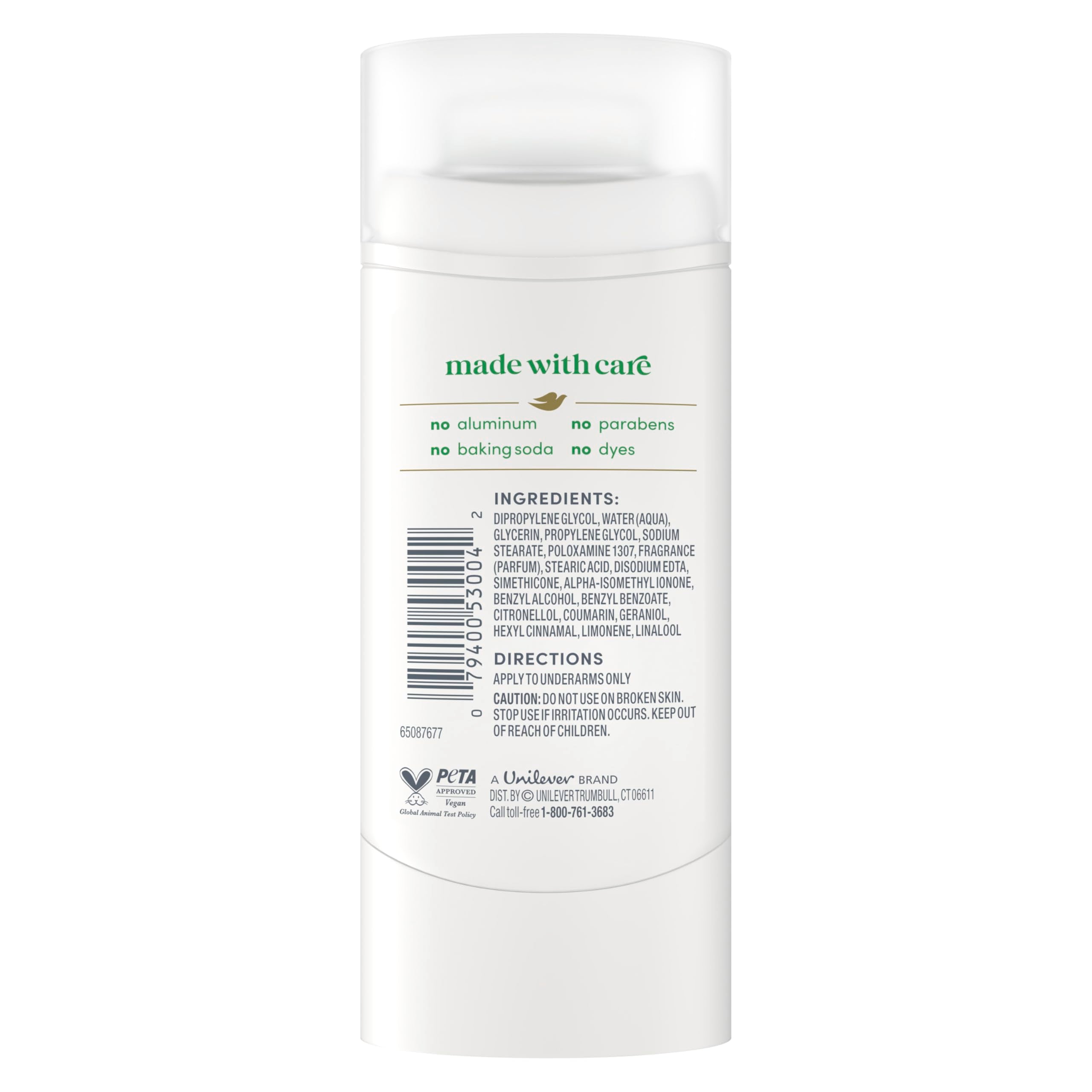 Dove Deodorant Stick Cucumber & Green Tea for 72 Hour Odor Protection Aluminum Free 2.4 oz (Pack of 2)