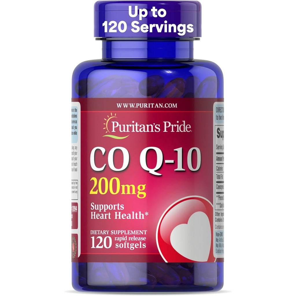 Buy now Puritan's Pride Coenzyme CoQ10 200mg, Dietary Supplement for Heart Health, Blood Pressure, Oral Gum Health, and Healthy Aging Support, 120 Servings, Rapid Release Softgels Default at indiglob india