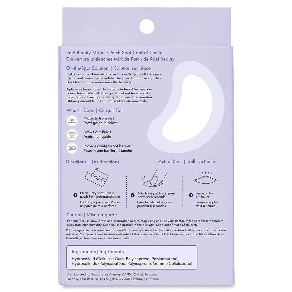 Buy now Rael Pimple Patches, Miracle Spot Control Cover - Hydrocolloid Acne Patch, Strips for Zits and Blemish, Korean Skin Care, Vegan, Cruelty Free (10 Count) at indiglob india