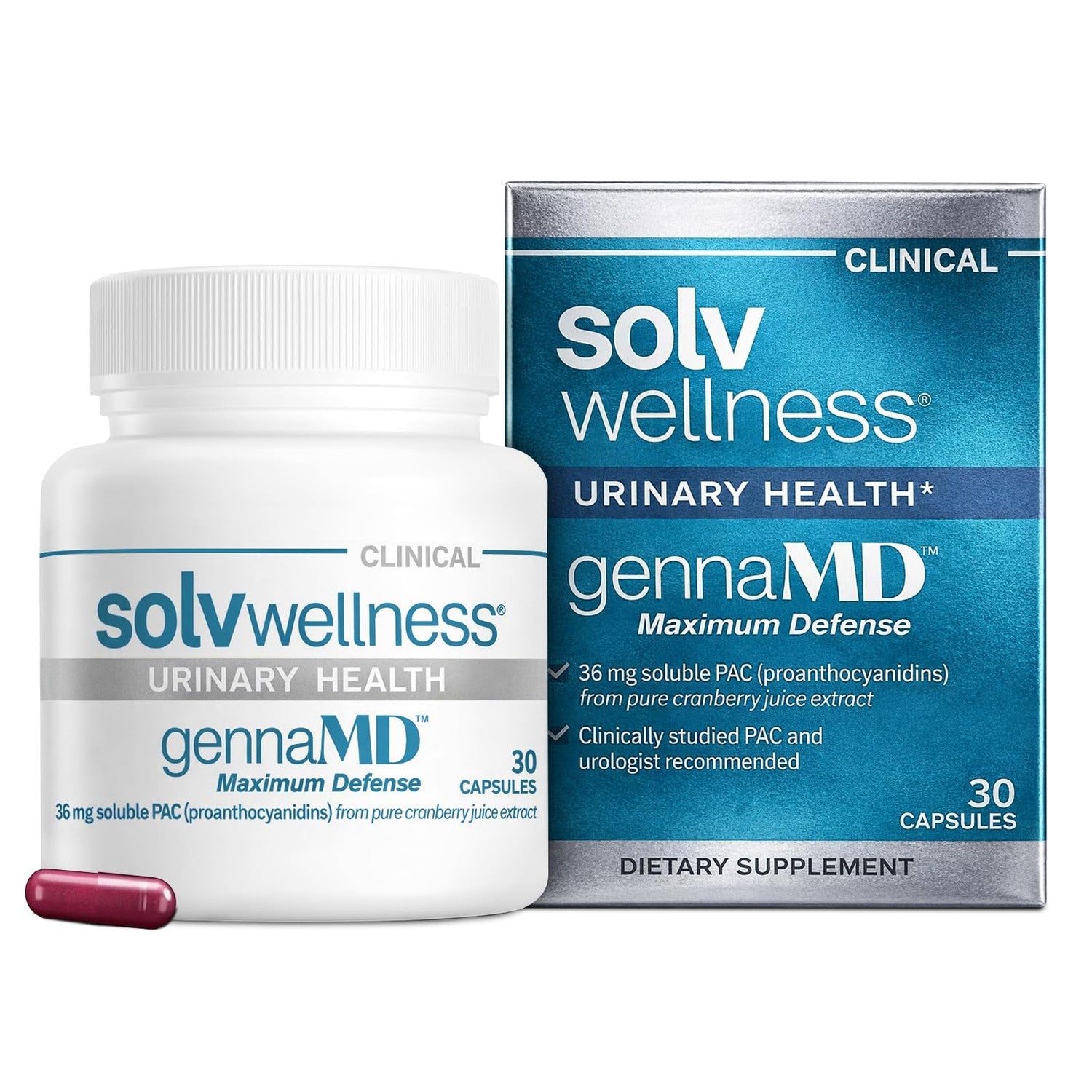 GennaMD Cranberry Supplement for Urinary Tract Health Support - Advanced 36 mg Soluble PAC from 100% Cranberry Juice Extract - Small, Easy-to-Swallow Capsules - 90 Capsules
