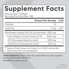 Buy now Sports Research Triple Strength Omega 3 Fish Oil - Burpless Fish Oil Supplement w/EPA & DHA Fatty Acids from Single-Source Wild Alaskan Pollock - 1250 mg, 180 ct at indiglob india