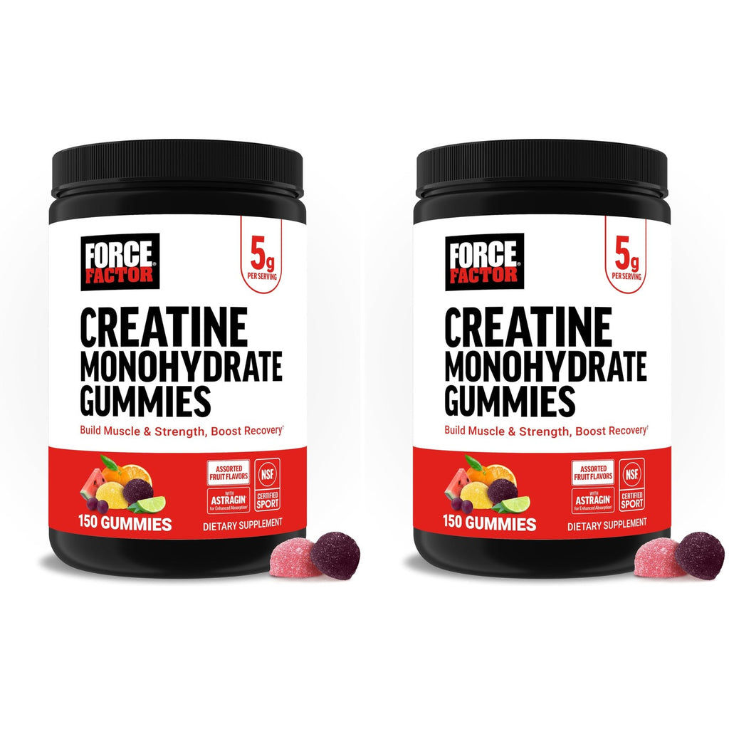 Force Factor Creatine Monohydrate Gummies, NSF Certified | 5g Dose for Men & Women to Support Muscle, Strength, Recovery, Cognitive Health & Memory, Mixed Berry, 150 Gummies