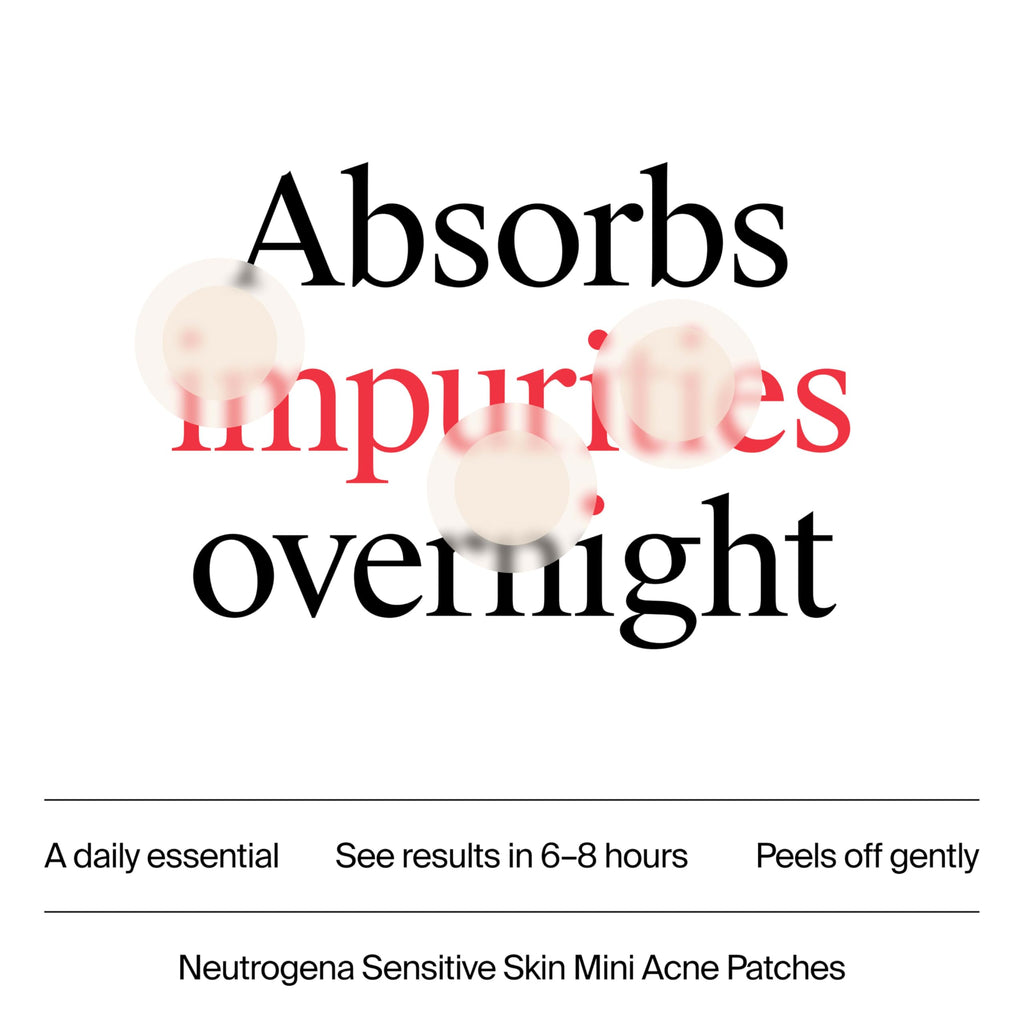 Buy now Neutrogena Mini Acne Patches for Sensitive Skin, Small Hydrocolloid Acne Spot Treatment Reduces the Look of Blemishes in 6-8 Hours, Gentle Non-Medicated Blemish Patches, 36 ct at indiglob india