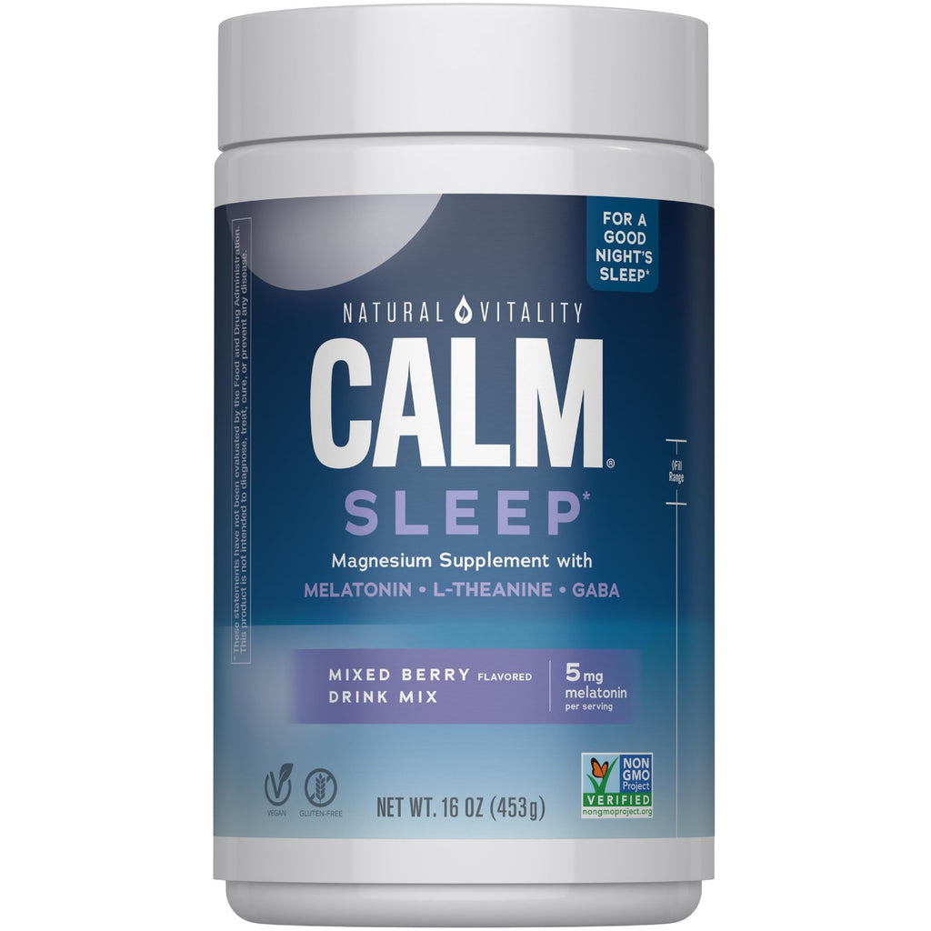 Natural Vitality Calm Sleep Capsules | Magnesium with Melatonin, L-Theanine & Gaba Supplement | For a Good Night's Sleep | Non-GMO, Gluten Free & Vegan | 120 Count