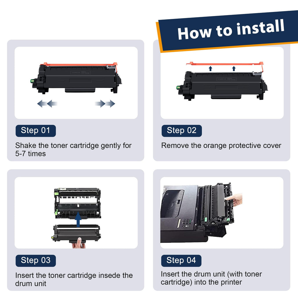 TN830XL Toner Cartridge Compatible Replacement for Brother TN830XL TN830 XL/V/R TN 830 for Brother DCP-L2640DW HL-L2460DW HL-L2480DW HL-L2400D HL-L2405W MFC-L2820DW Printers (4 Black)