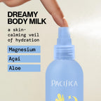 Pacifica Dream Milk Magnesium Spray for Sleep & Relaxation - Natural Magnesium Body Mist Infused with Lavender, Chamomile & Essential Oils, Vegan & Cruelty-Free, Clean Beauty, 8 fl oz