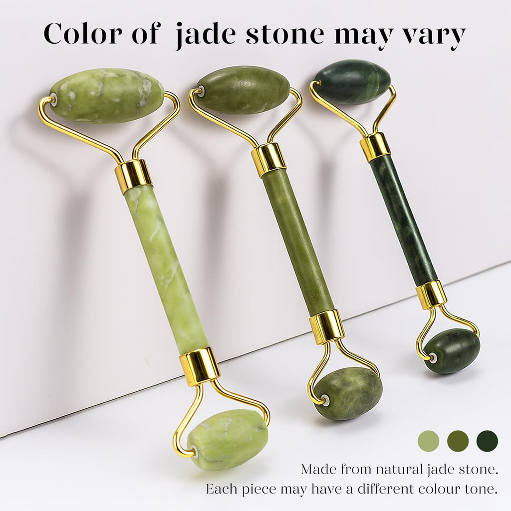 BAIMEI IcyMe Gua Sha & Jade Roller Set for Facial Sculpting and Relaxation | Cooling Face Roller & Guasha Tool for Face Depuffing & Jawline Definition, Beauty Skin Care Tool Gifts for Women–Green