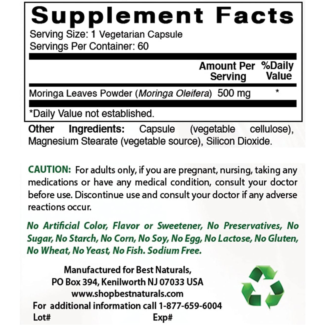Buy now Best Naturals Moringa Superfood 500 mg 60 Veggie Capsules at indiglob india
