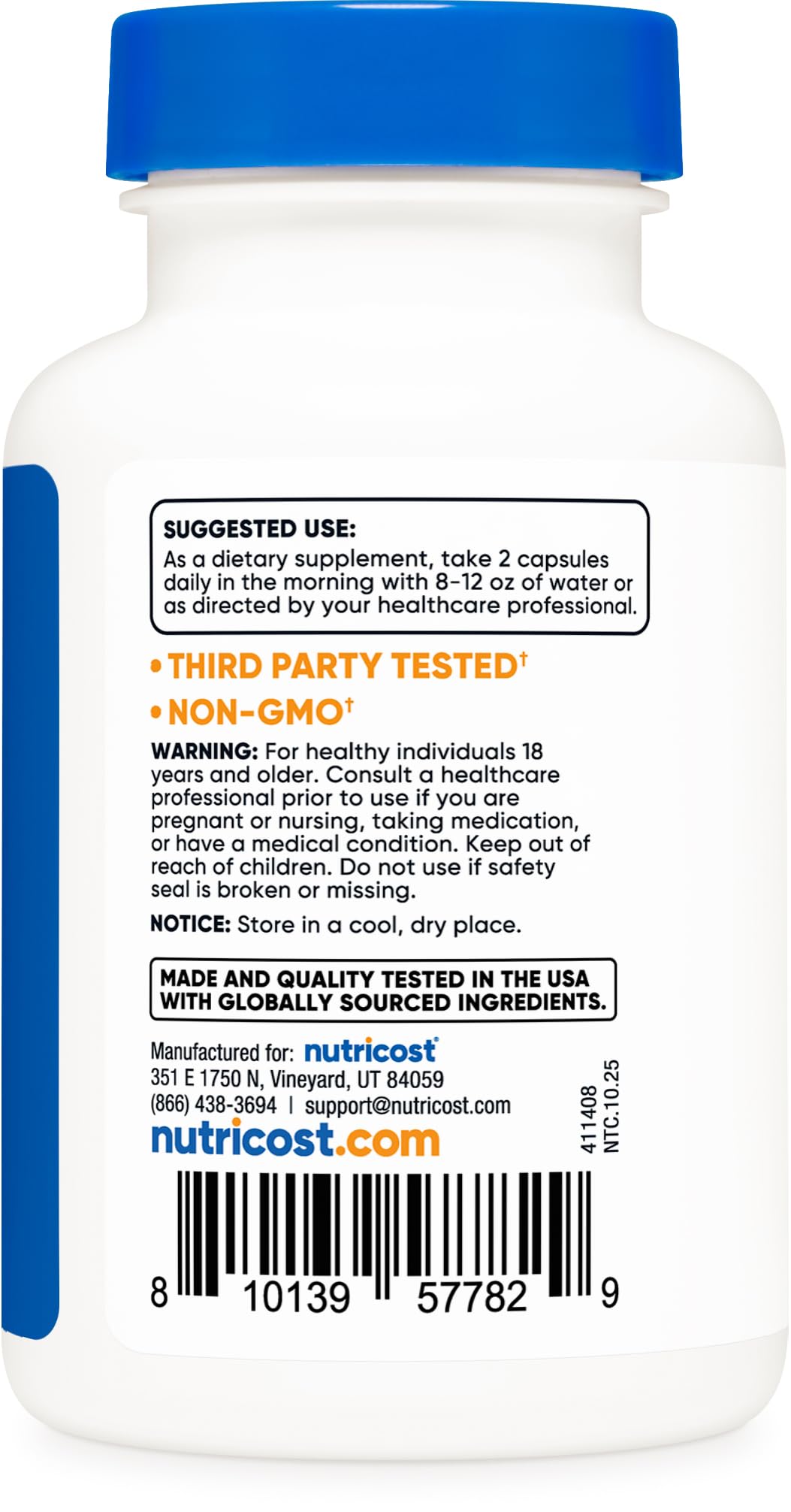 Nutricost Cognizin Citicoline (CDP-Choline) 1000mg, 60 Capsules, Vegan