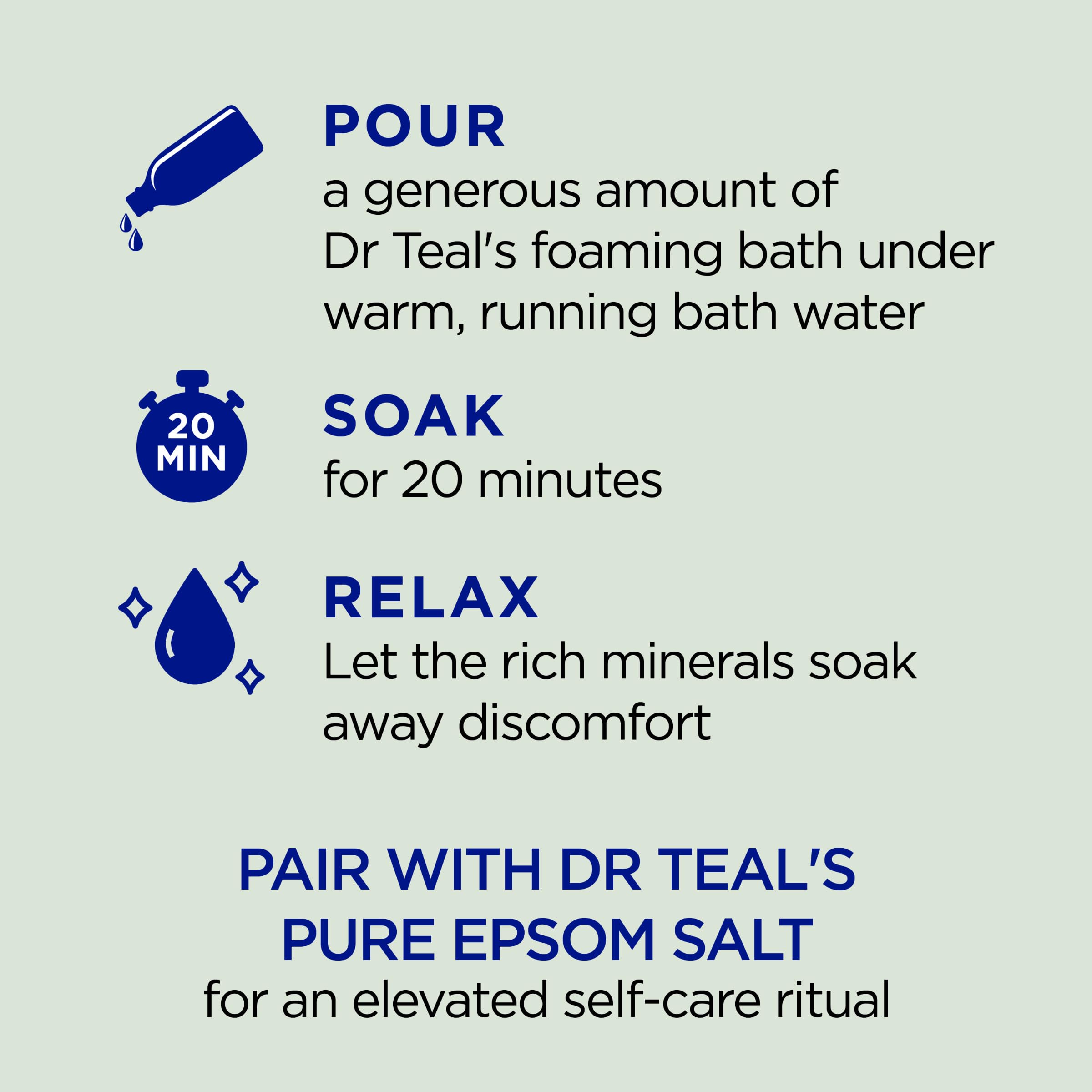 Dr Teal's Foaming Bath with Pure Epsom Salt, Relax & Relief with Eucalyptus & Spearmint, 62.5 fl oz