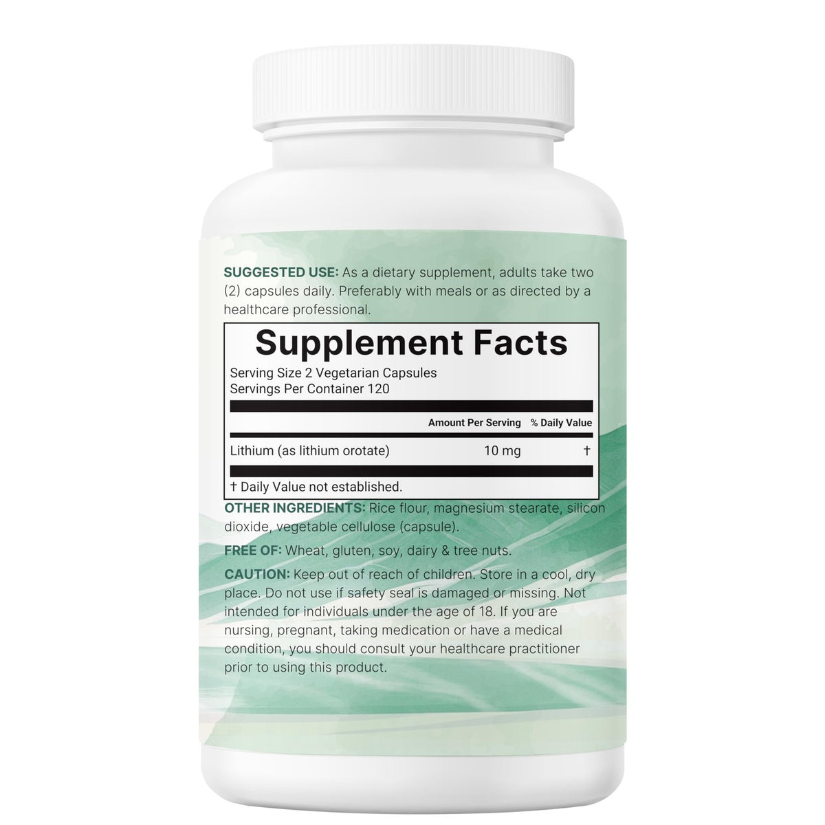 Lithium Orotate 10mg, 240 Veggie Capsules | 5mg Per Capsules | High Bioavailability Trace Mineral | Healthy Aging, Brain Supplement, & Mood Support | Non-GMO, Gluten Free