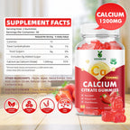 Calcium Citrate Gummies 1200mg, Chewable Calcium Supplements for Women & Men, Sugar Free Calcium Gummies for Bone, Muscle & Immune Support, Strawberry Flavor 60 Count