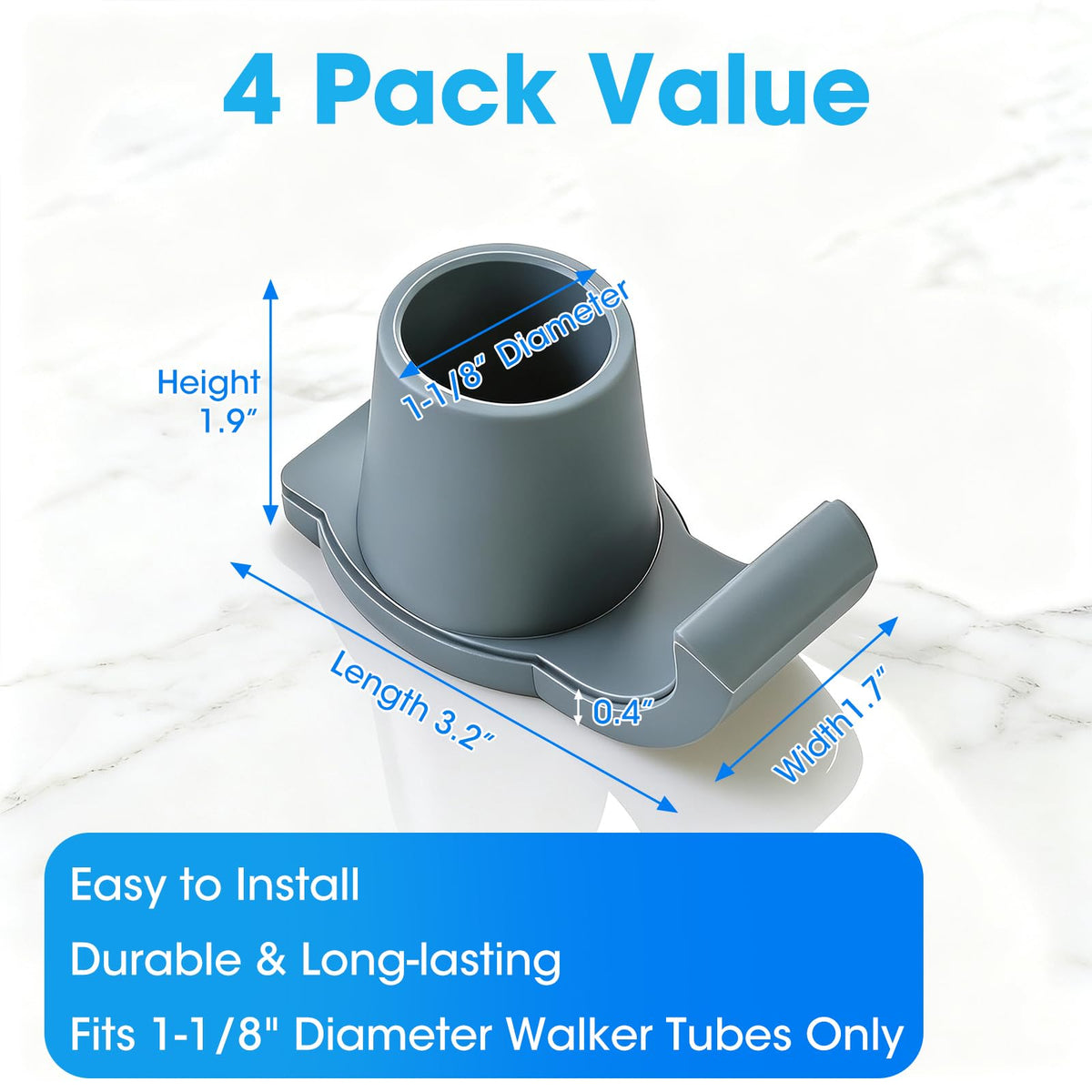Walker Skis Glides, 4 Pack, Universal Walker Accessories for Seniors