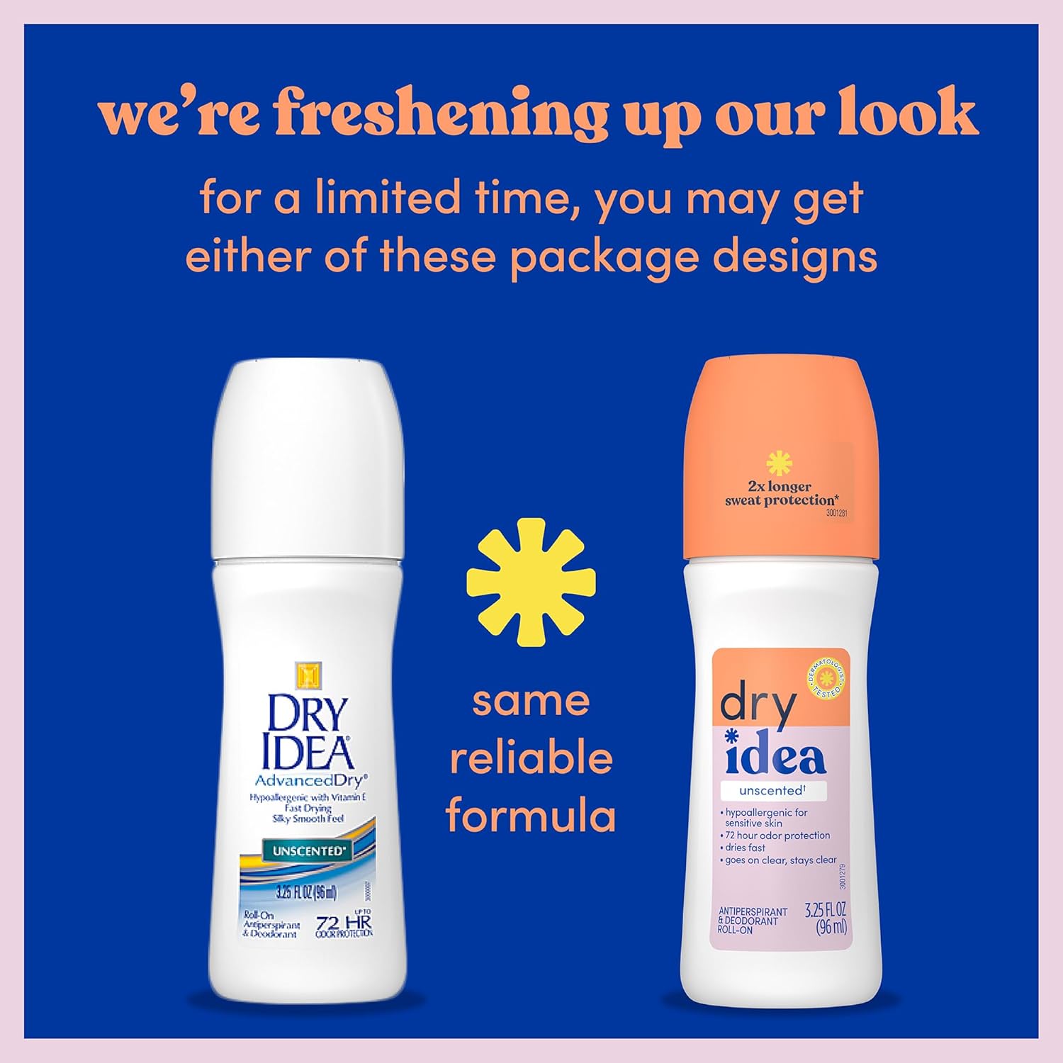 Buy now Dry Idea Unscented Roll On Deodorant & Antiperspirant for Women - Hypoallergenic for Sensitive Skin, 2X Longer Sweat Protection, 72Hr Sweat & Odor Protection, Womens Deodorant, 3.25oz at indiglob india