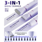 Ufree 3-in-1 Bikini Trimmer Electric Razors for Women, Gifts for Women | Ceramic Blade, IPX7 Waterproof, Lady Shaver, Travel Lock, for Face, Legs, Pubic Hair, Underarms, Body Hair Trimmer, Purple