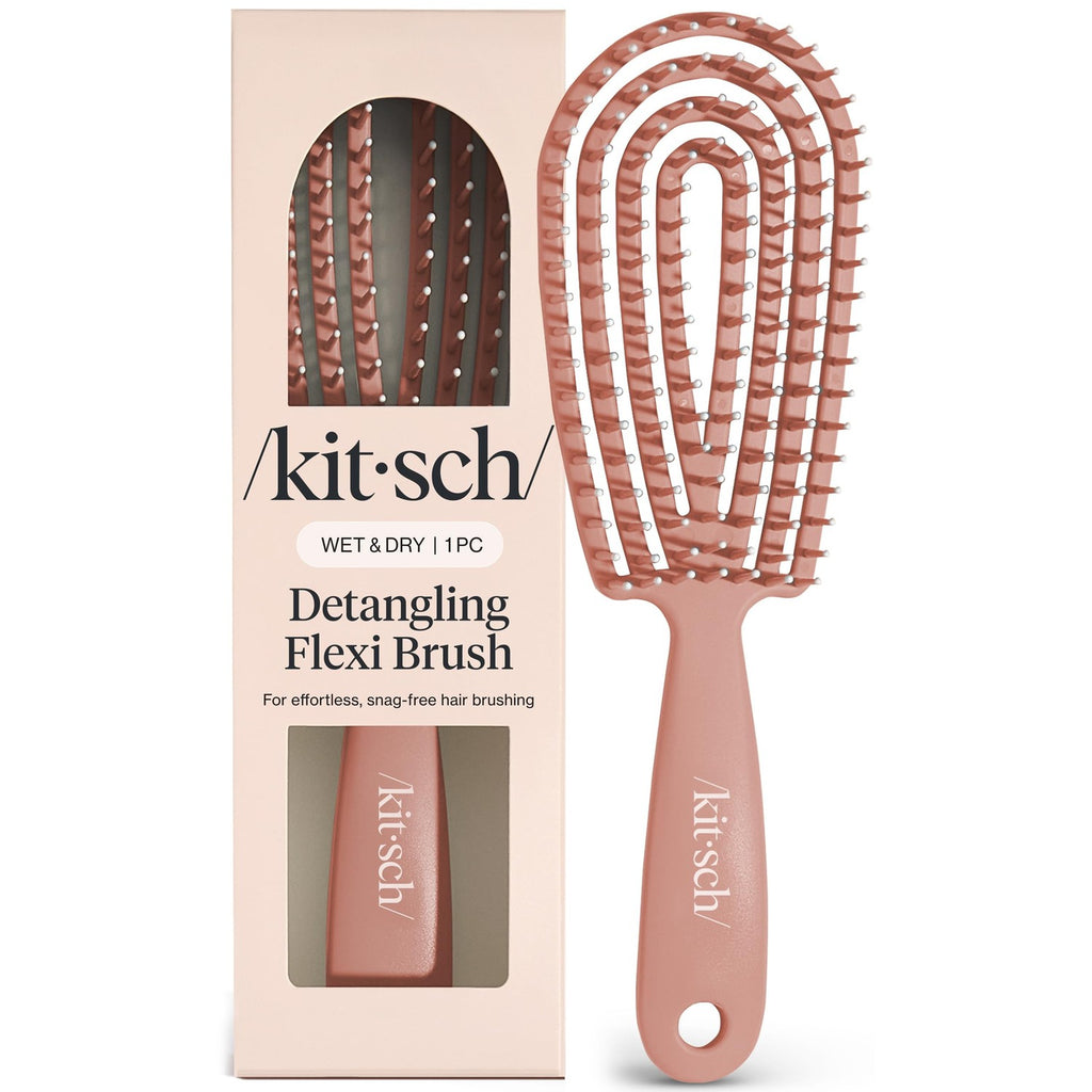 Kitsch Flexi Flow Detangler Brush, Hair Brushes For Women - Haze Blue | Brush Detangler for Women, Men & Kids, Curly Hair Brush w/ Bendable Frame, Bounce Curl Defining Brush for Wet or Dry Strands
