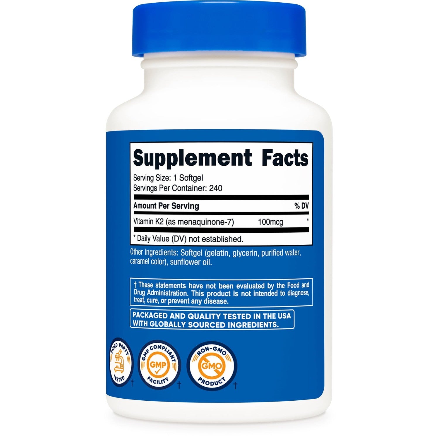 Nutricost Vitamin K2 MK-7 100 mcg, 240 Softgels, Gluten Free, GMO-Free | MK7