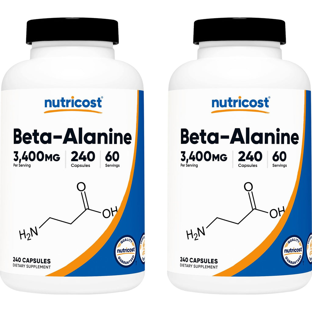 Nutricost Beta-Alanine Capsules 3400mg, 240 Capsules, 60 Servings | Potent Beta Alanine, Gluten Free & GMO-Free, 850mg Per Cap
