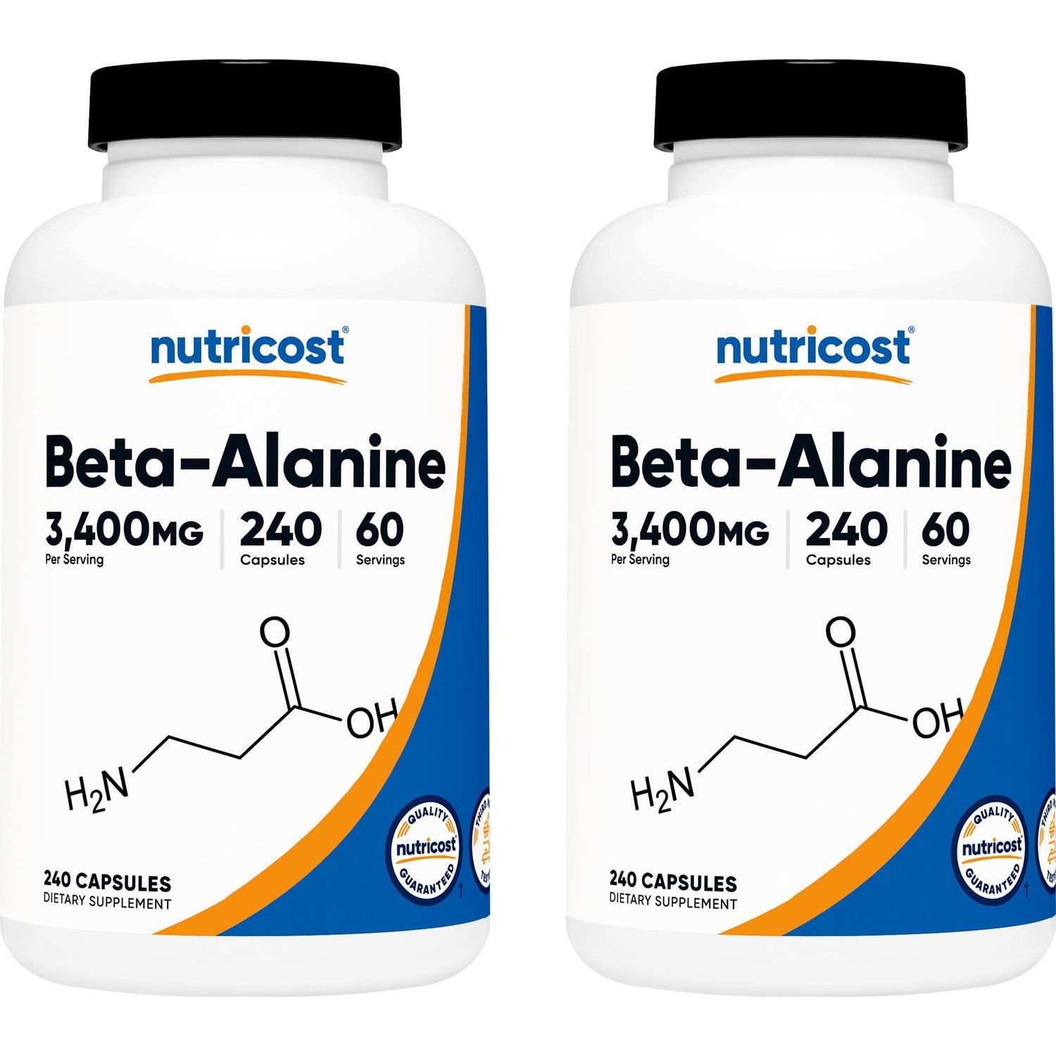 Nutricost Beta-Alanine Capsules 3400mg, 240 Capsules, 60 Servings | Potent Beta Alanine, Gluten Free & GMO-Free, 850mg Per Cap