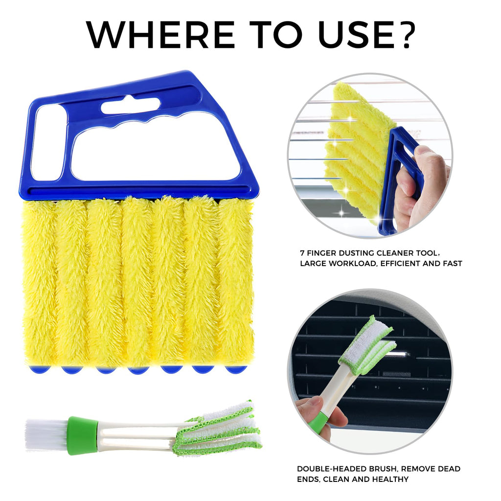 Blind Cleaner Duster Tool, 4Pcs Washable 7-Finger Venetian Window Duster